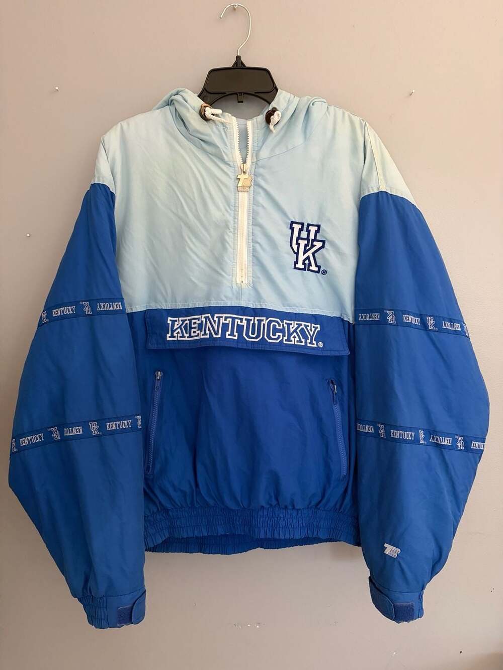 Vintage 90s University of Kentucky Wildcats Starter 1/4 Zip Hooded Puffer Jacket